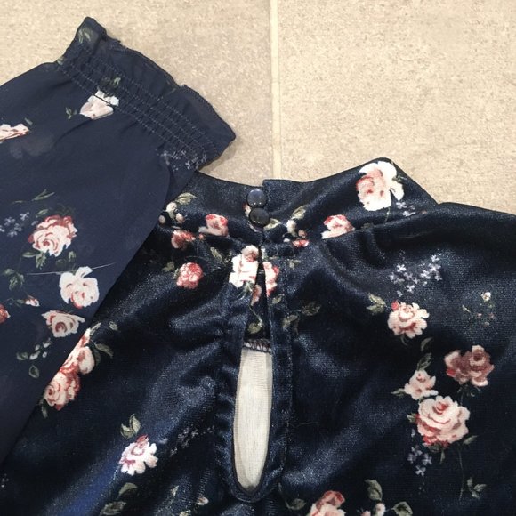 H&M Floral Patterned Velvet Mini Dress - Picture 4 of 4